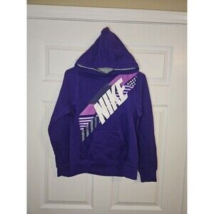 Nike Hoodie Girls Size XL Purple Graphic Print Long Sleeve Sweatshirt Gym Sports
